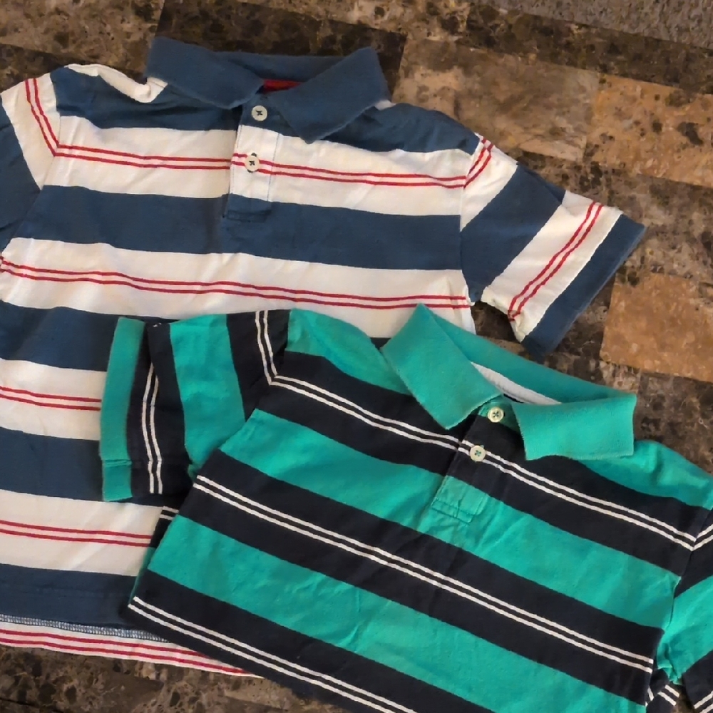 Cherokee Navy and Teal Striped Kids Polo Set - Picture 1 of 7
